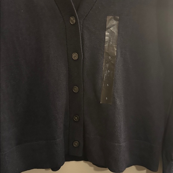 Banana Republic Navy Blue Cardigan NWT Minimalist Quiet Luxury Preppy Sweater - Picture 6 of 7